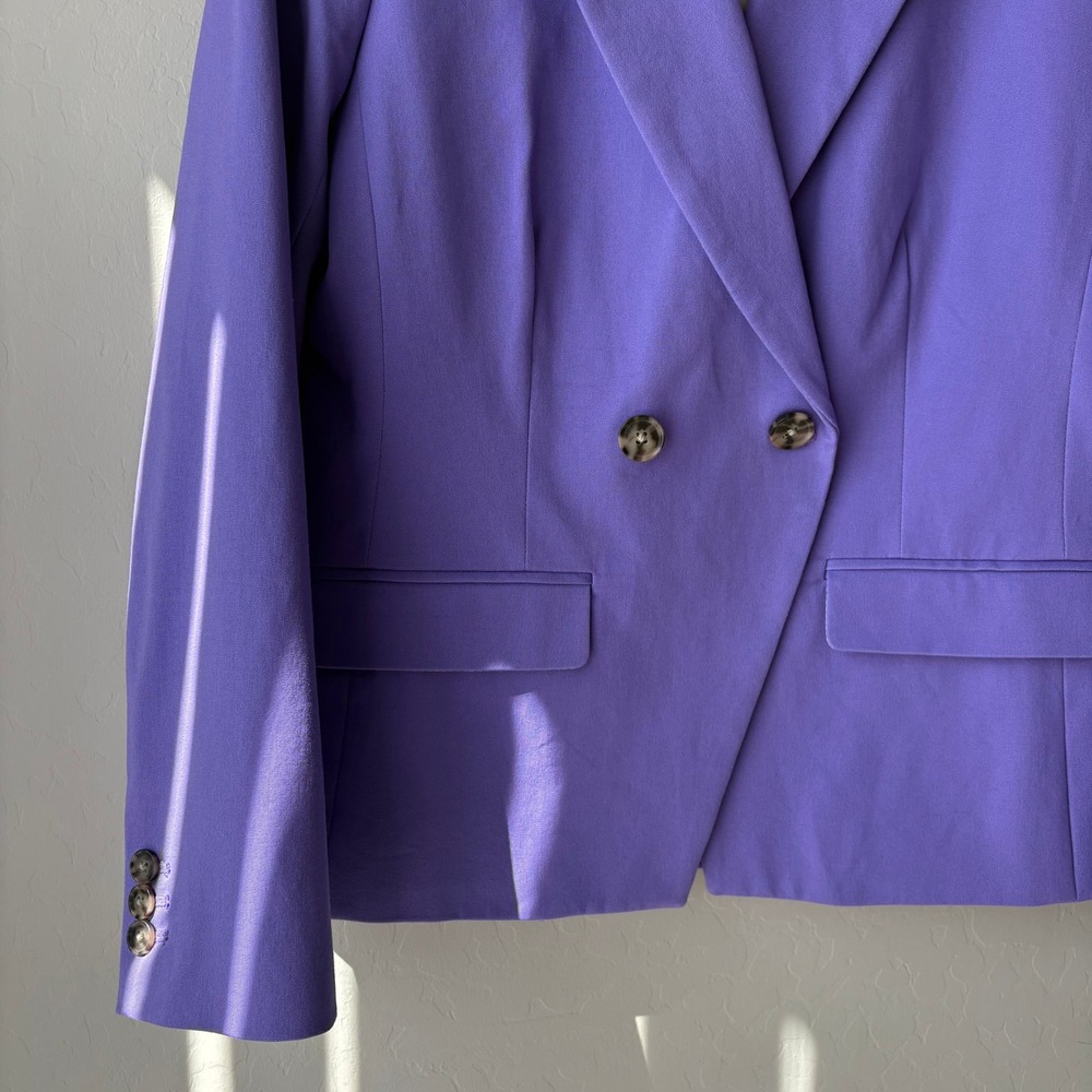 J.Crew Devon Blazer Purple Double Breasted‎ Cotton Viscose Jacket Size 8 - Picture 4 of 9